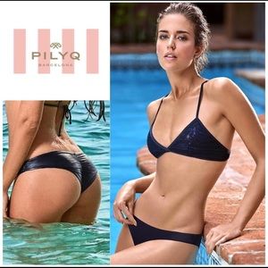 NWT”PILYQ” Bikini Set-Atlantis Sequins&Aquamarine